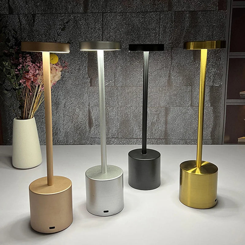 LumiÉlan – Klassieke Oplaadbare Tafellamp met Touch, Traploze Dimming en 3 Lichtkleuren