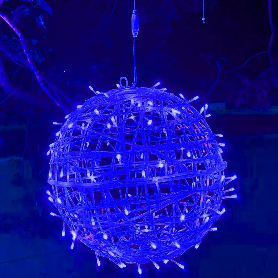 Kerst LED Rotanbal Slinger – Warme Feestverlichting & Buiten Fairy Garden Kerstverlichting - buitenverlichting - zijaanzicht
