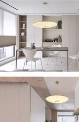 Wabi-Sabi Luxe Stoffen LED Plafondlamp – Minimalistische Rond Vliegende Schotel Hanglamp