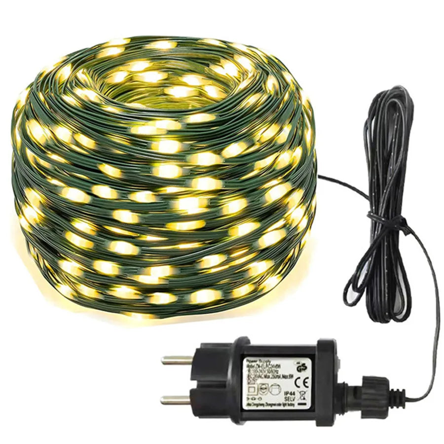 GLOWLINE – 10M-100M Waterdichte LED Lichtslinger met 8 Modi - buitenverlichting