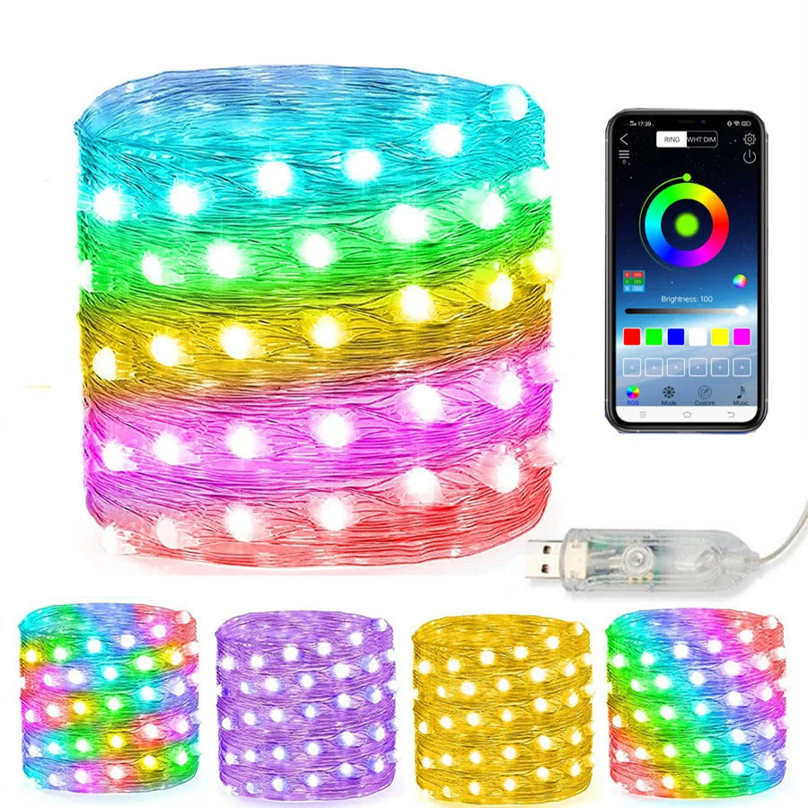 LUMISHOW RGB Smart LED Kerstslinger – 10M/20M - buitenverlichting - zijaanzicht