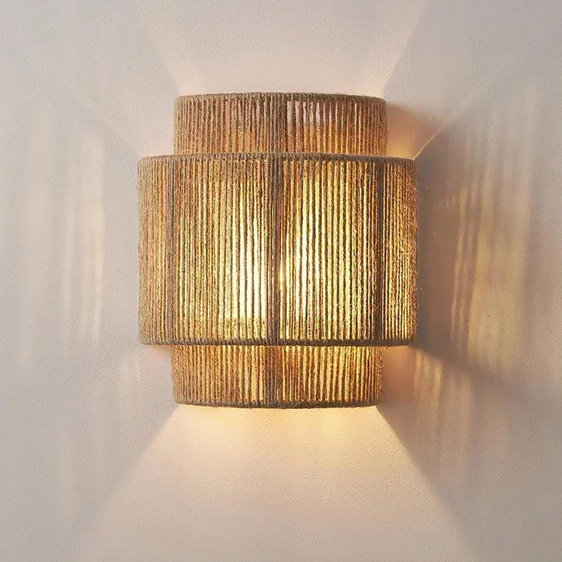 MORI GLOW Handgemaakte Hennep Touw Wandlamp - wandlamp - in de kamer