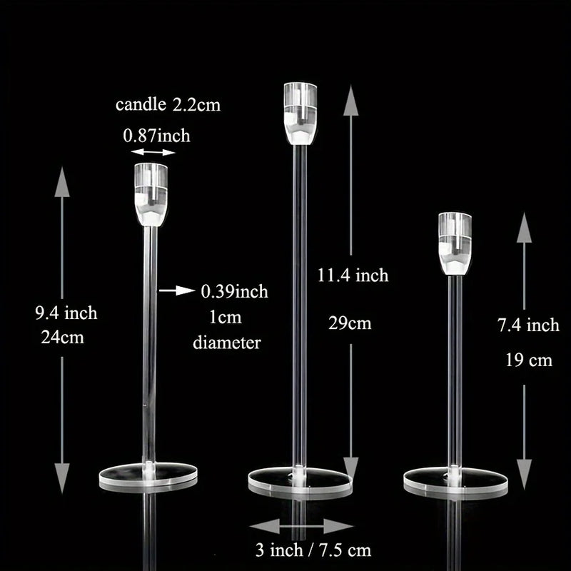 LumenAcry Heldere Acryl Kandelaar Set (3-delig)