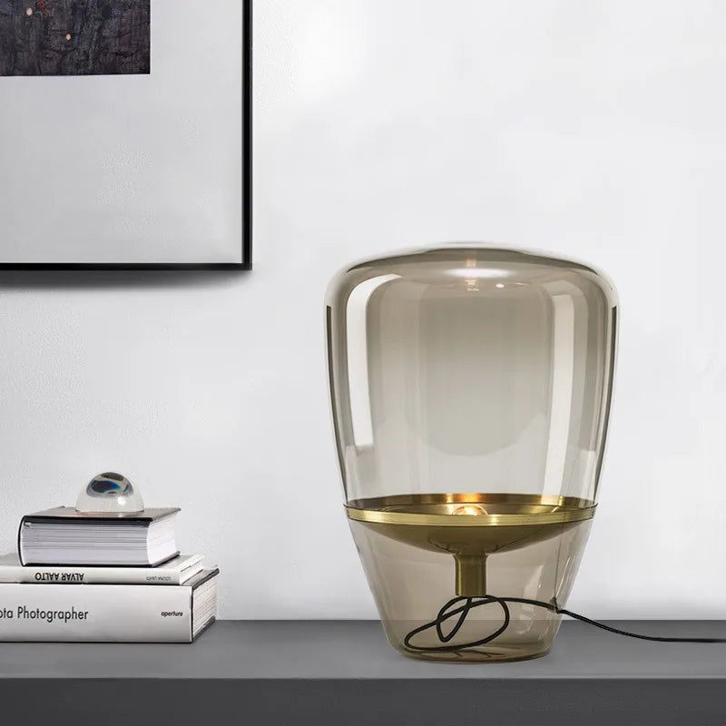 AuroraGlow – Scandinavische Designer Glazen Tafellamp LED - vloerlamp - sfeerbeeld