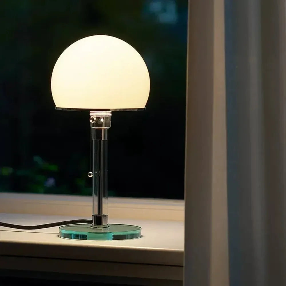 AuroraBauhaus LED Tafellamp – Nordic Glas & Metaal Designlamp - tafellampen