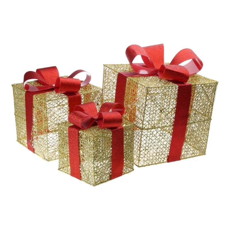 LumiGift 3-Delige Verlichte Cadeaudoos Set met LED - buitenverlichting - materiaaldetail