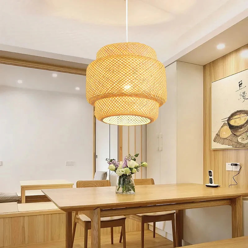 ZenWeave Bamboe Hanglamp – Handgeweven Oosterse Stijl voor Huis en Restaurant