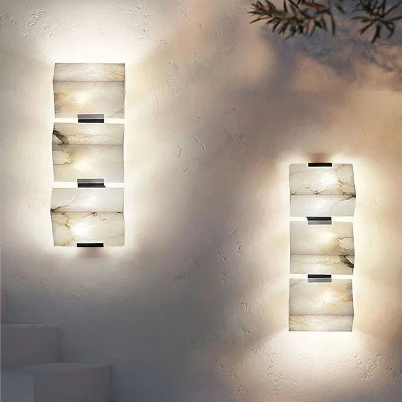 MarbleLuxe Nordic LED Wandlamp – Natuurlijke Marmeren Sfeerverlichting