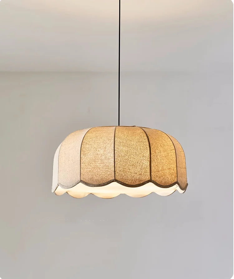 Nordic Wabi Glow – Minimalistische Wabi Sabi Linnen LED Hanglamp - hanglampen - in de kamer