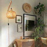 NaturLume Bamboe Wandlantaarn – Handgeweven Rotan Wandlamp met E27 Fitting