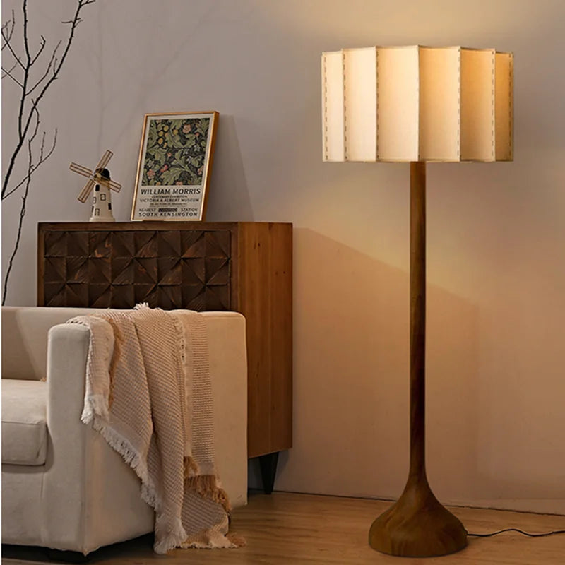 Wabi Sabi Houten Staande Vloerlamp - wandlamp - close-up
