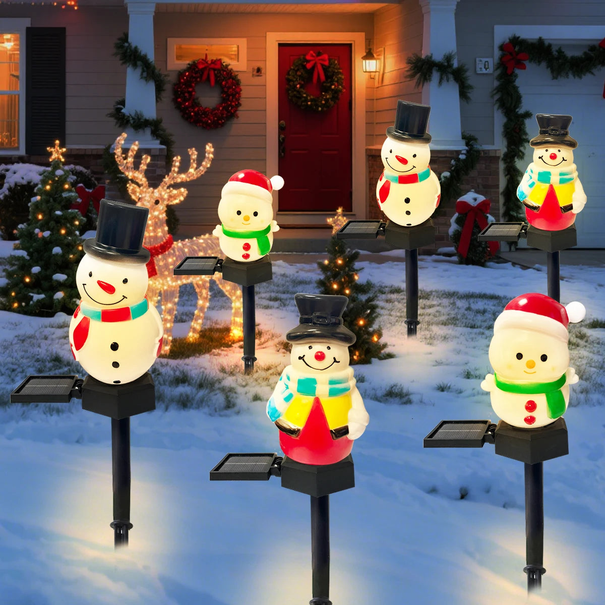 SnowGlow Kerst Sneeuwpop Solar LED Padverlichting - buitenverlichting - verlicht