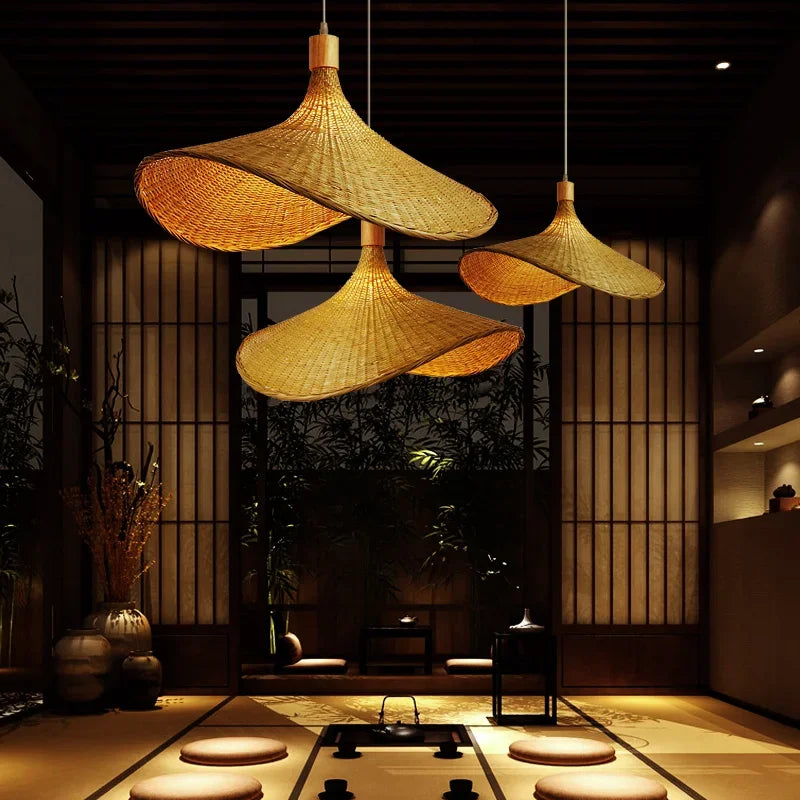 ZenWeave Bamboe Hanglamp – Handgeweven Oosterse Stijl voor Huis en Restaurant