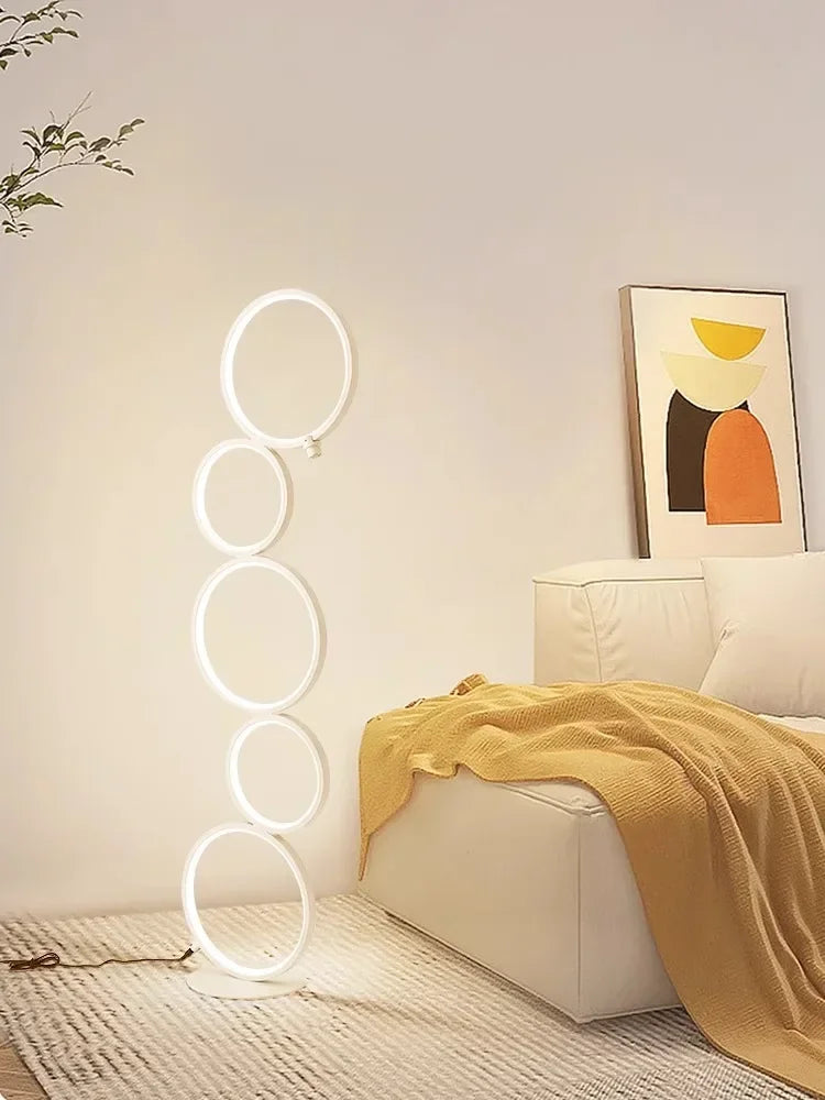 Luxe Nordic LED Vloerlamp – Dimbare 5-Ring Design