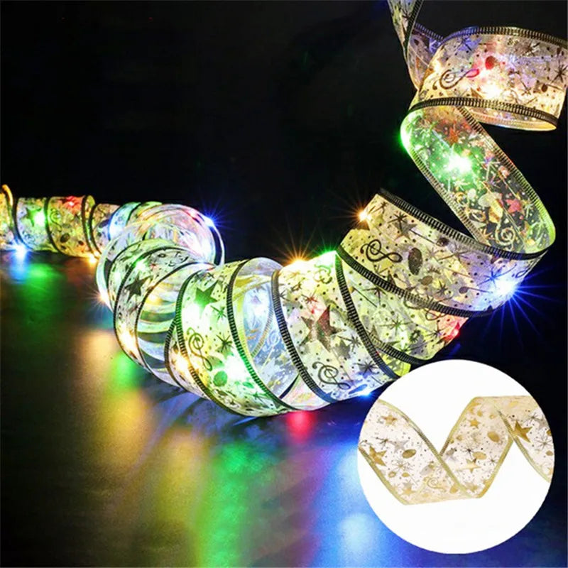 LumiRibbon Gouden Kerstlint Lichtslinger – 2M/5M/10M LED