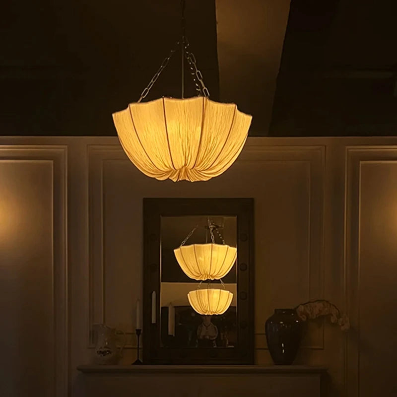 KumoWabi Japanse Wabi-Sabi Stoffen Hanglamp - plafondlamp - zijaanzicht