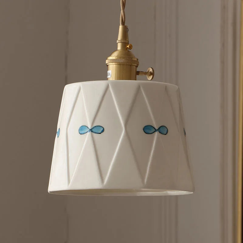 Japans Retro BrassGlow Keramische Hanglamp - hanglampen - zijaanzicht