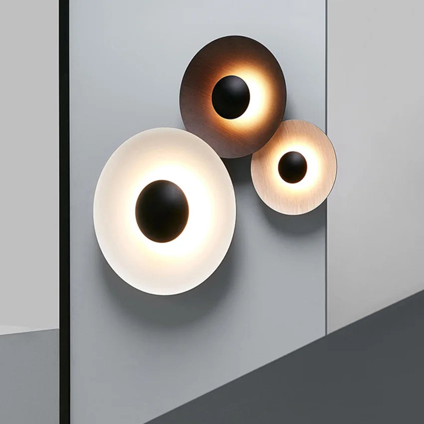 NordicGlow – Moderne Houten Rond LED Wandlamp - wandlamp