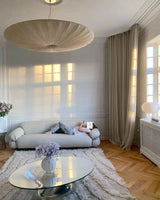 Wabi-Sabi Luxe Stoffen LED Plafondlamp – Minimalistische Rond Vliegende Schotel Hanglamp