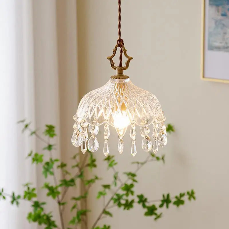 Franse Retro Glazen Hanglamp