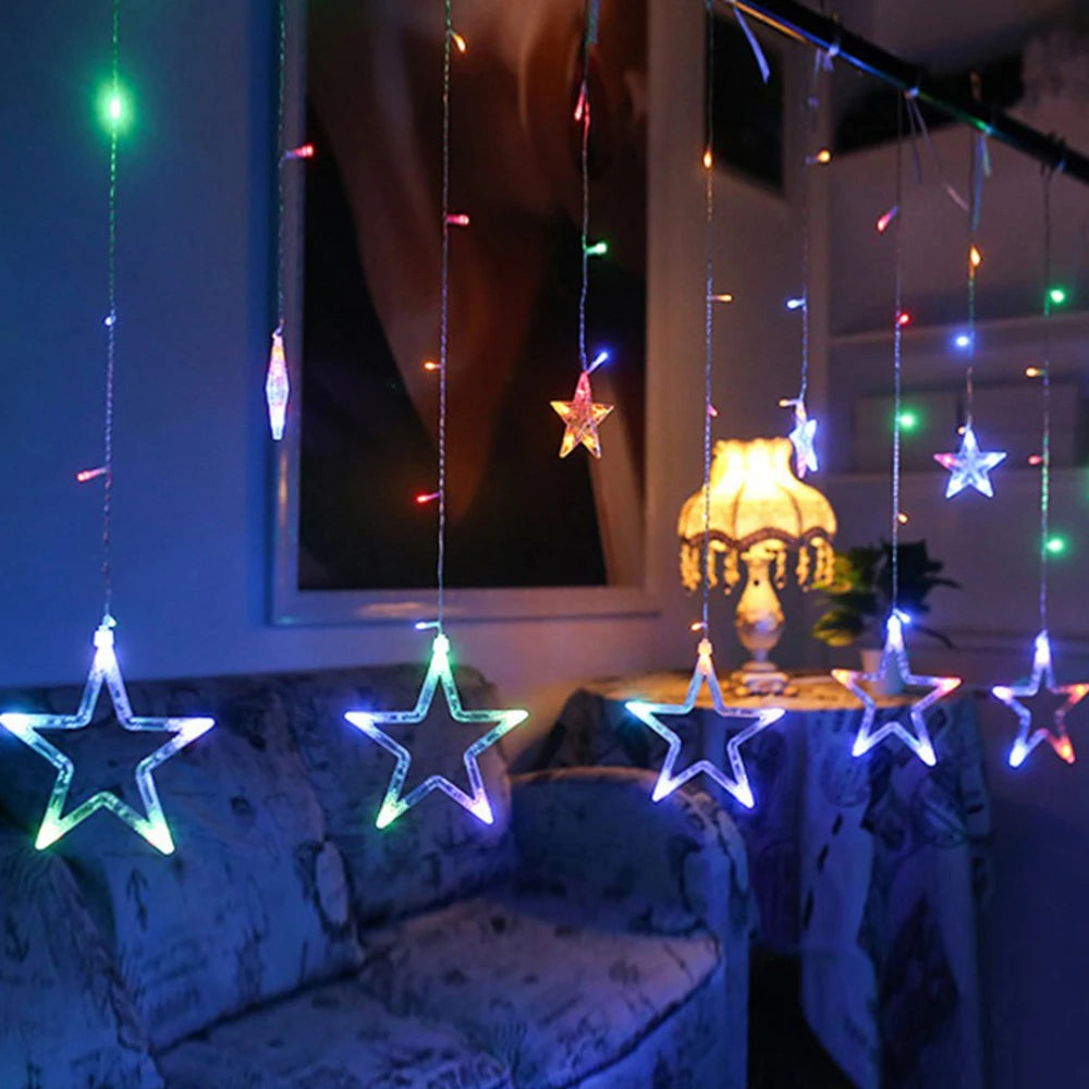 LumiSter 3.5M Sterren Gordijnverlichting – 138 LED Fairy Lights Kerstverlichting - buitenverlichting - zijaanzicht