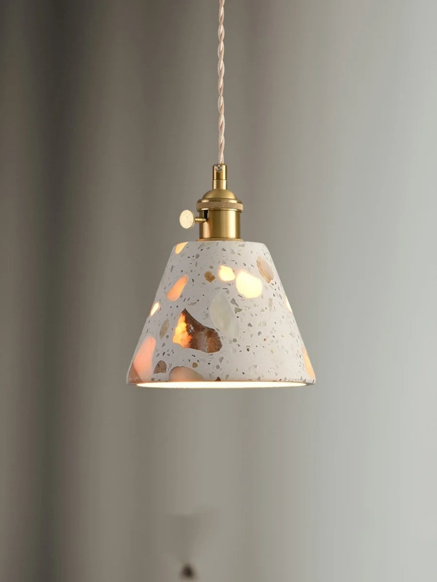 TerraLume LED Hanglamp – Moderne Terrazzo & Koper Designlamp - hanglampen - zijaanzicht