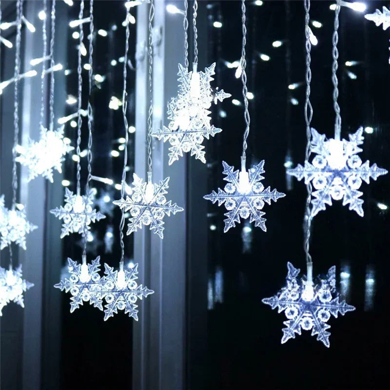 LumaSneeuw 4M LED Sneeuwvlok Gordijnverlichting – Kerst IJspegel Sfeerverlichting - buitenverlichting - verlicht