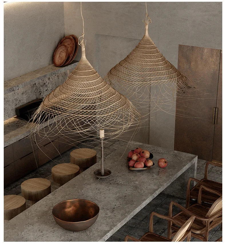 “RattanAura Wabi-Sabi Hanglamp” – Japanse LED Pendel Lamp met Ratten-Design - hanglampen - afmetingen