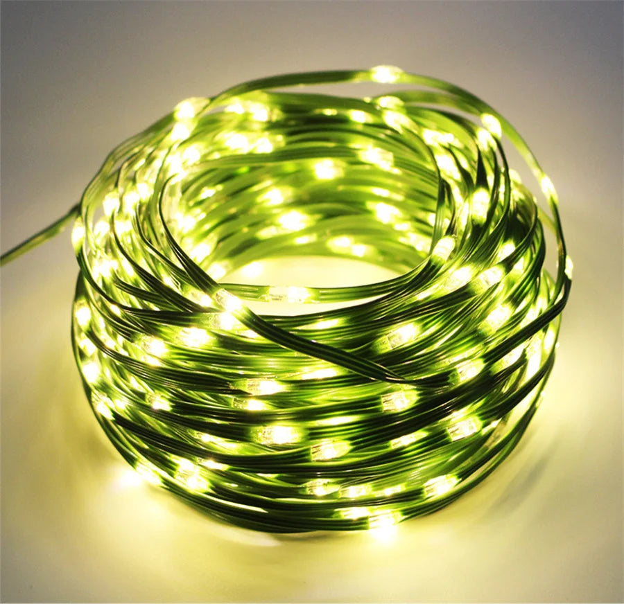 GLOWLINE – 10M-100M Waterdichte LED Lichtslinger met 8 Modi - buitenverlichting - gemonteerd