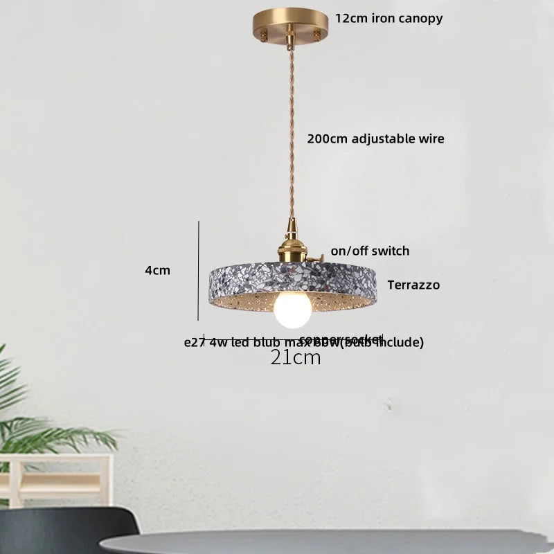 TerraLume LED Hanglamp – Moderne Terrazzo & Koper Designlamp