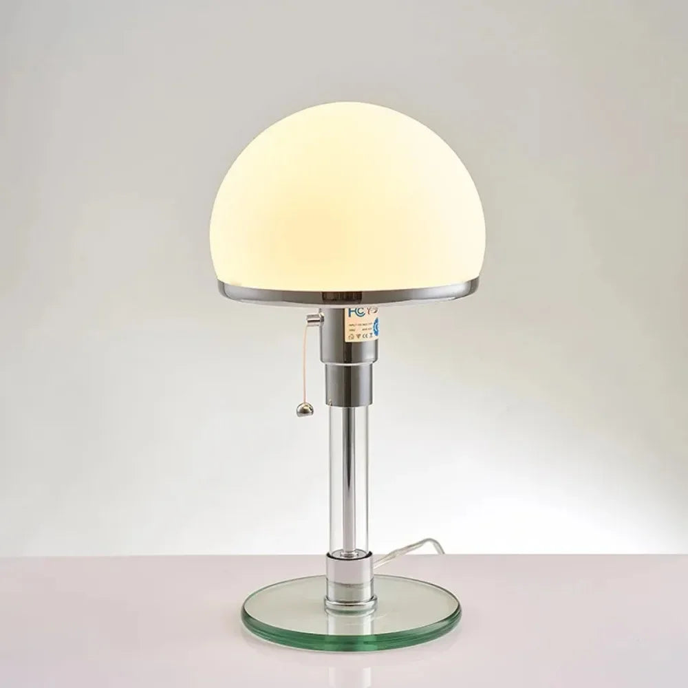 AuroraBauhaus LED Tafellamp – Nordic Glas & Metaal Designlamp - tafellampen - zijaanzicht