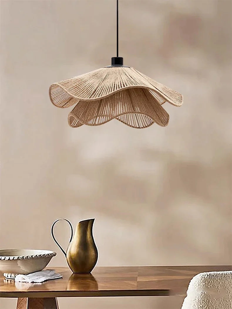 WabiRope Aura: Scandinavische Wabi Sabi Hennep Touw Hanglamp - hanglampen - materiaaldetail