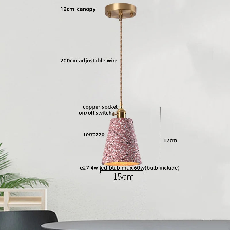 TerraLume LED Hanglamp – Moderne Terrazzo & Koper Designlamp