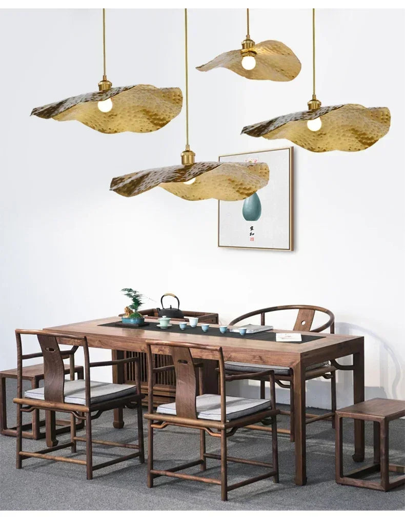 ZenLotus Gouden Lotusblad Kroonluchter - hanglampen - materiaaldetail