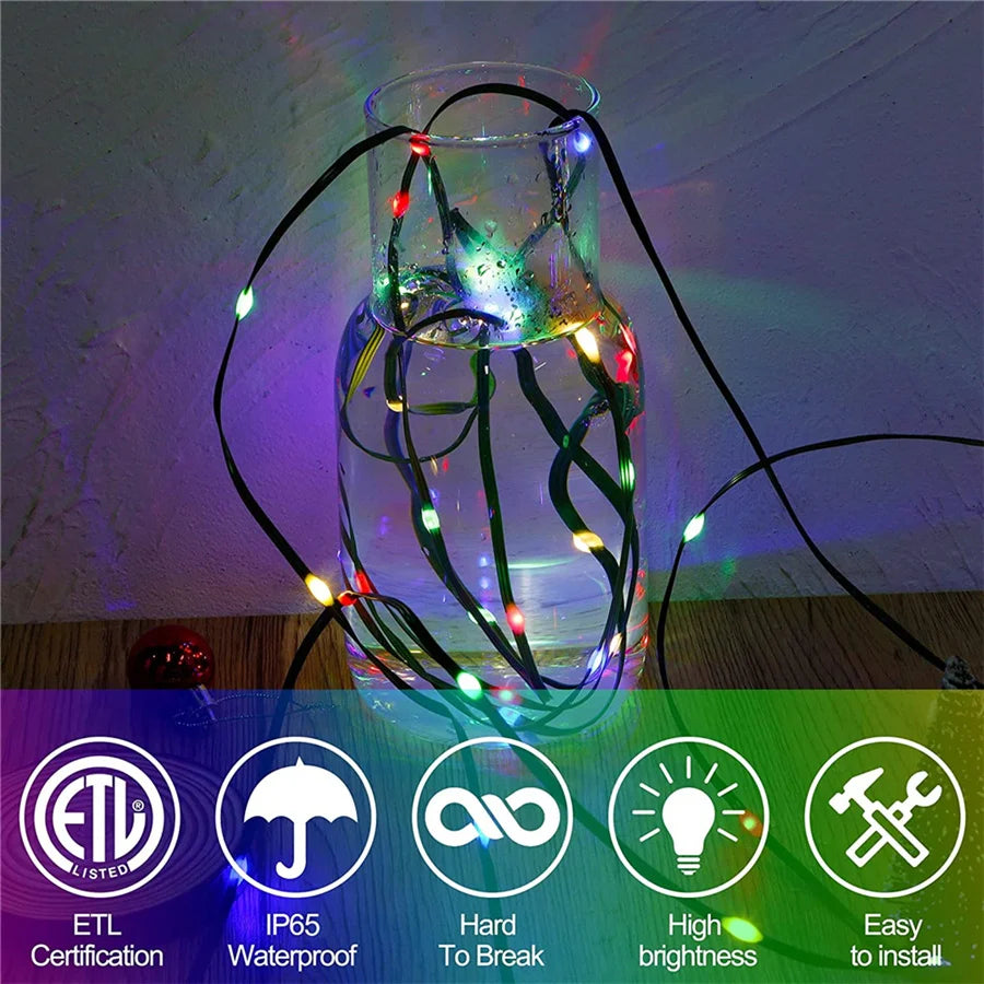 GLOWLINE – 10M-100M Waterdichte LED Lichtslinger met 8 Modi - buitenverlichting