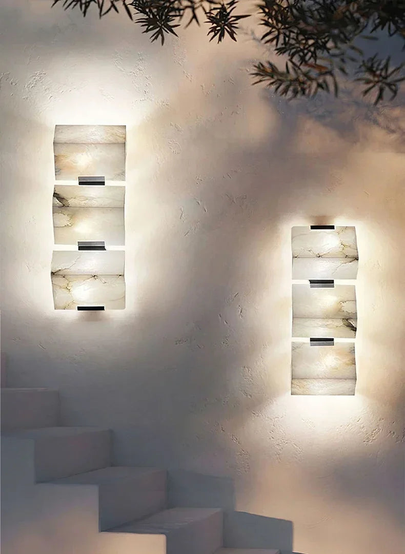 MarbleLuxe Nordic LED Wandlamp – Natuurlijke Marmeren Sfeerverlichting - wandlamp - afmetingen
