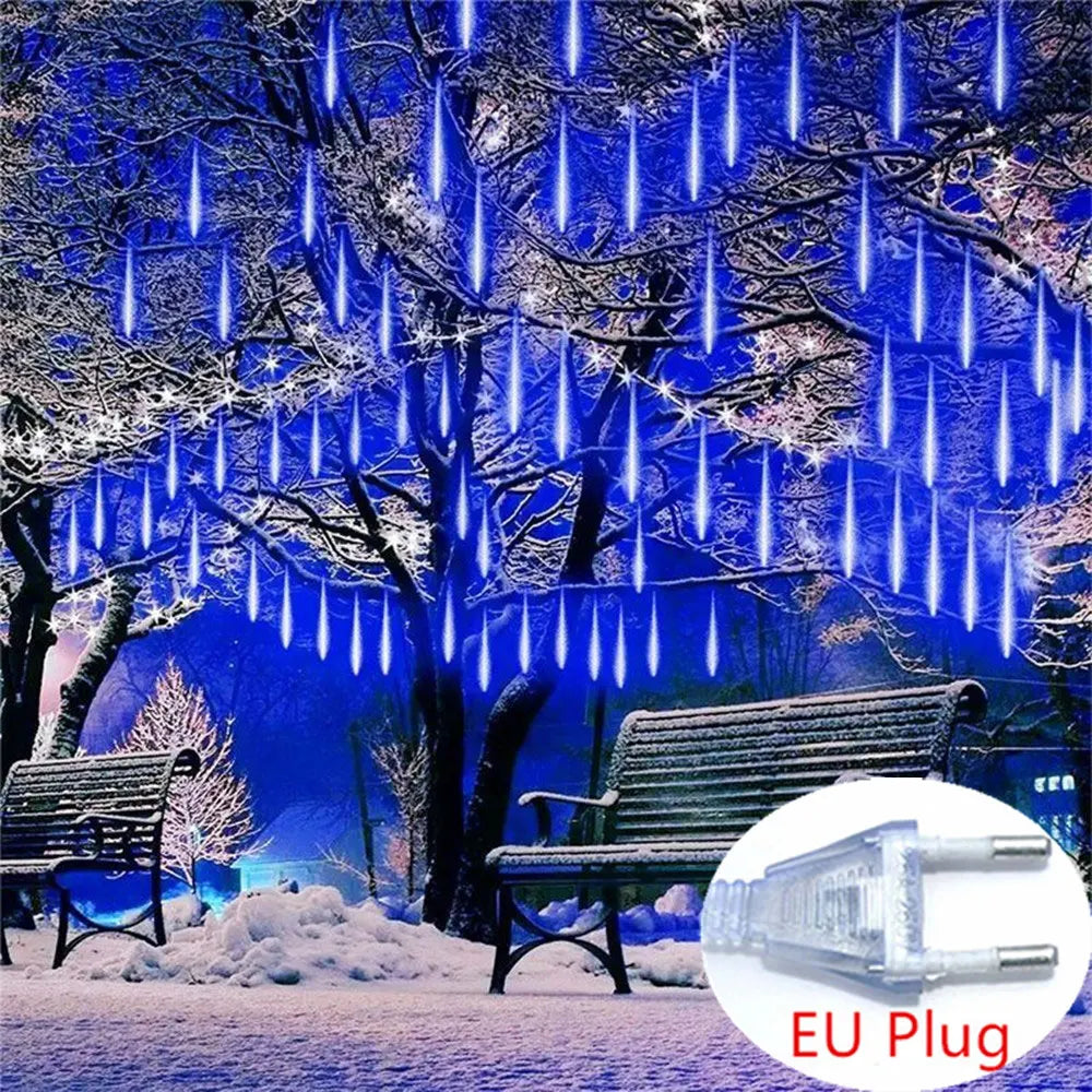 LumiRegen 50cm LED Vallende Sterren Regen-kerstverlichting - buitenverlichting - zijaanzicht