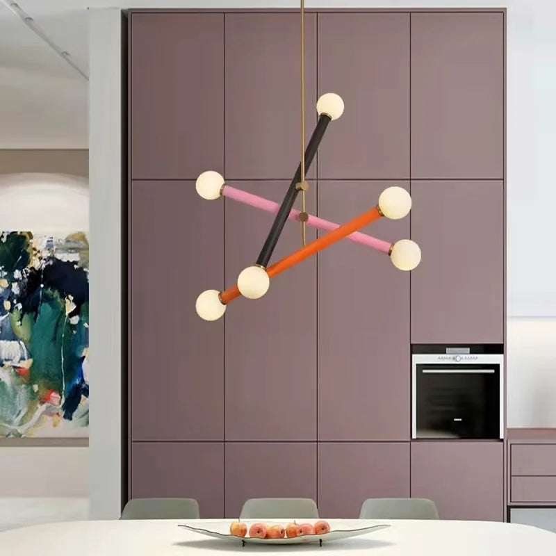 ArtGlow Moderne Kleurrijke Kroonluchter - hanglampen - zijaanzicht