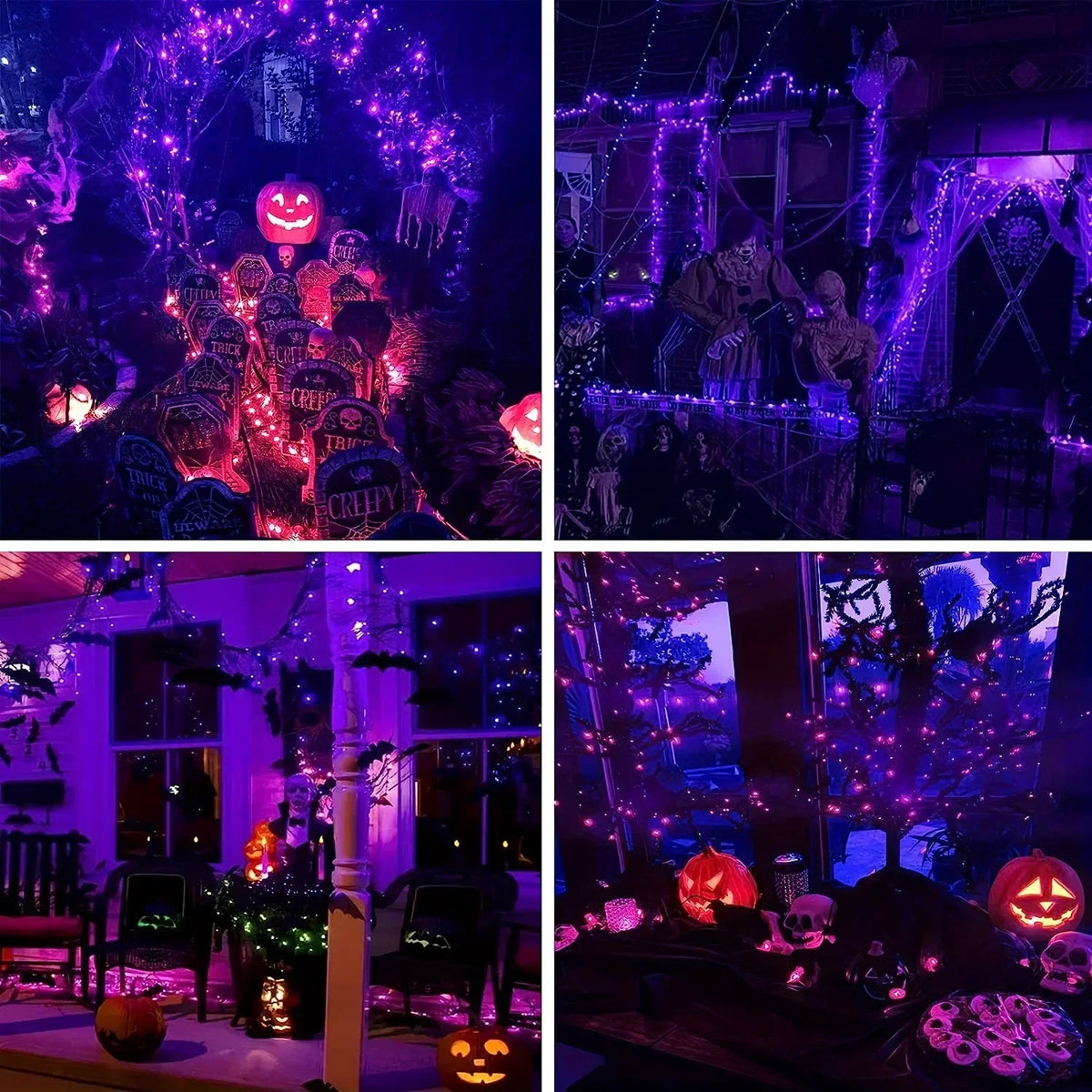 GLOWSPELL – Halloween LED Sfeerverlichting 100/200 LEDs met Zwarte Draad - buitenverlichting - zijaanzicht