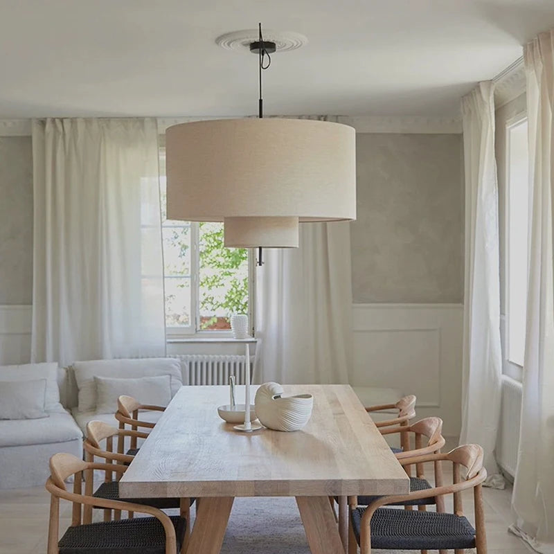 Nordic Minimalist Wabi Sabi Fabric Chandelier Living Dining Room Bar Bedroom Led Pendant Lights Restaurant Hanging Lamp Fixtu