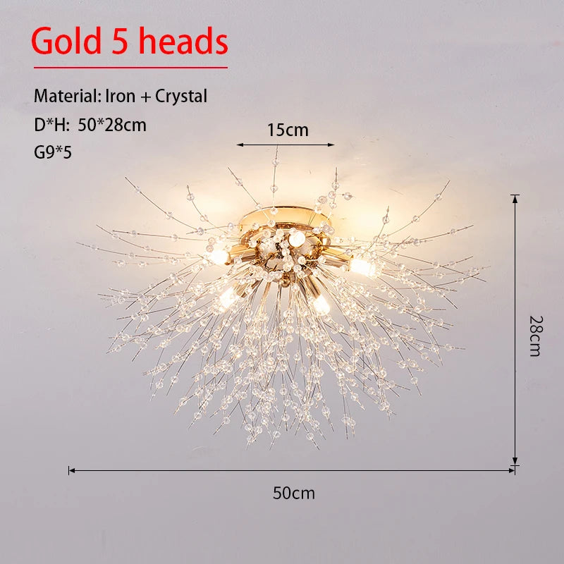 Dandeluxe Paardenbloem Kristal Plafondlamp - plafondlamp - close-up