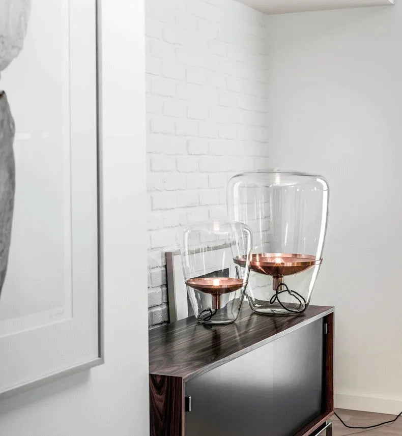 AuroraGlow – Scandinavische Designer Glazen Tafellamp LED - vloerlamp - gemonteerd