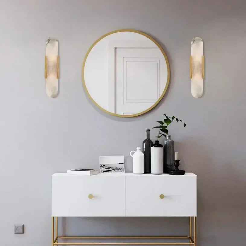 Luxe Marmeren Wandlamp – Modern Design met Stijlvolle Verlichting - wandlamp - zijaanzicht