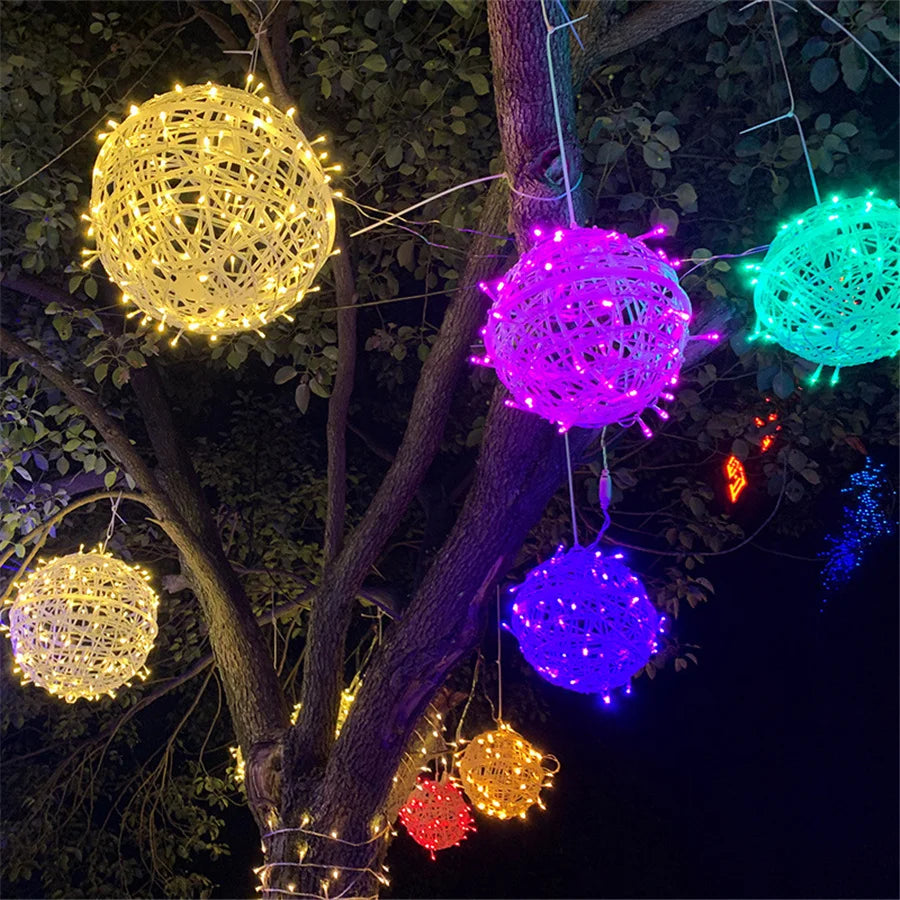 Kerst LED Rotanbal Slinger – Warme Feestverlichting & Buiten Fairy Garden Kerstverlichting - buitenverlichting - afmetingen