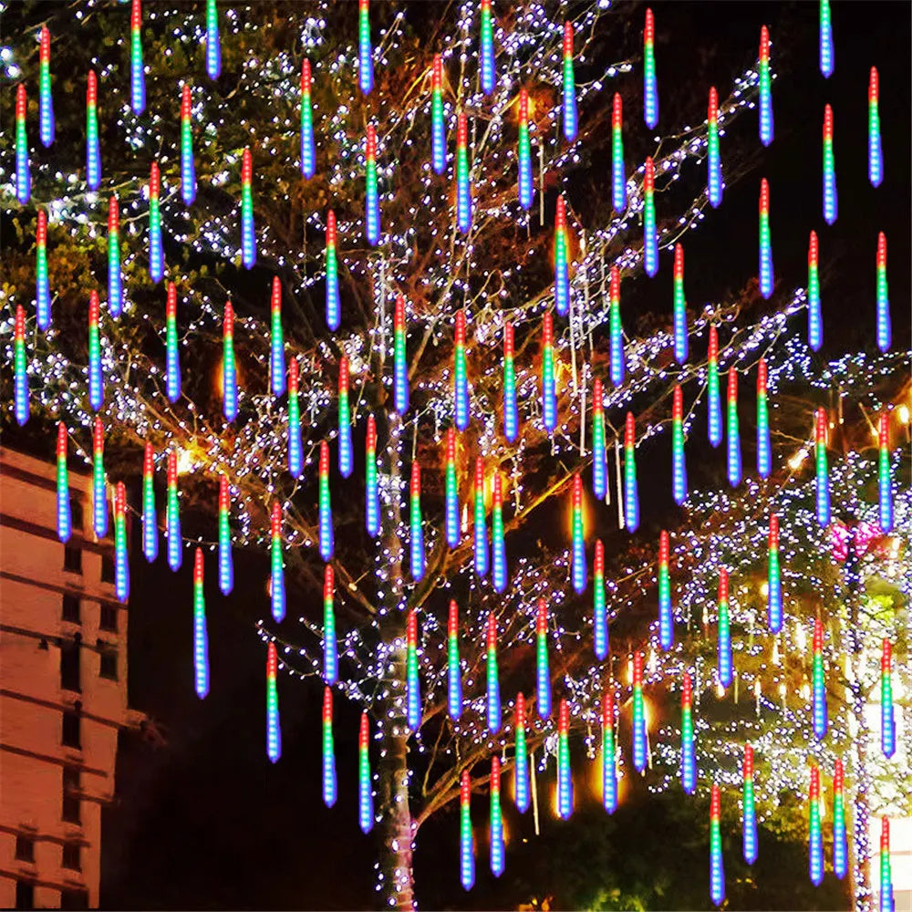 LumiRegen 50cm LED Vallende Sterren Regen-kerstverlichting - buitenverlichting - close-up