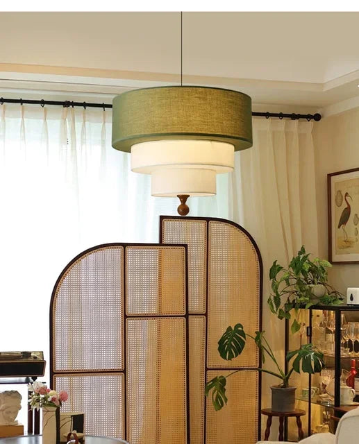 Boho Green Fabric Hanglamp - hanglampen - close-up