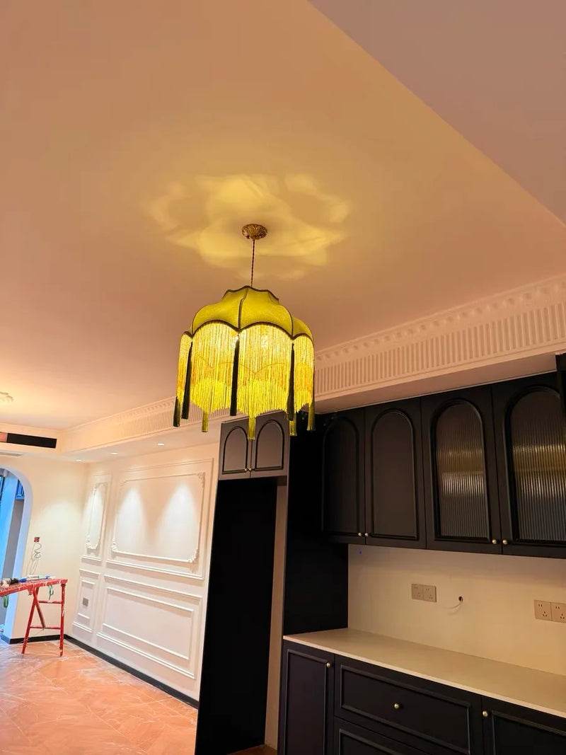 ChâteauLumière Franse Retro Koper & Stoffen Kwast Chandelier