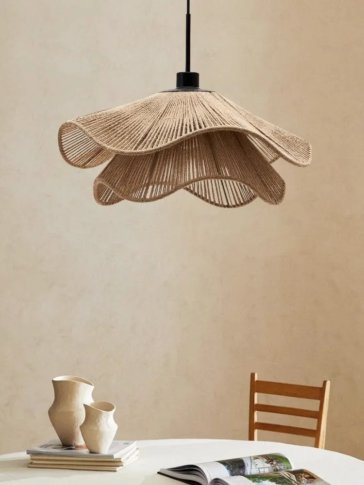 WabiRope Aura: Scandinavische Wabi Sabi Hennep Touw Hanglamp - hanglampen