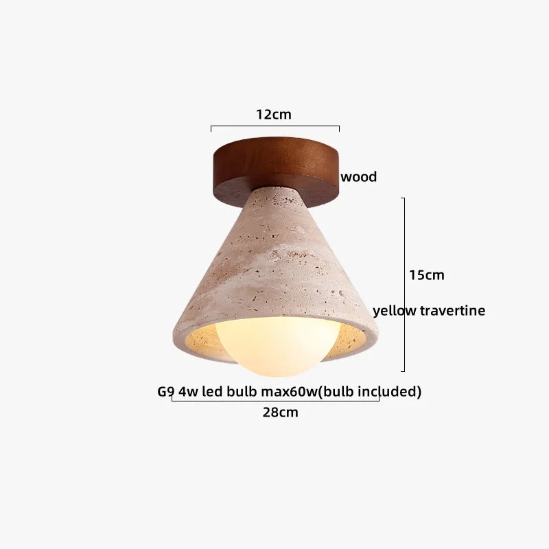 LumiSabi Travertin Natuursteen LED Plafondlamp – Moderne Wabi-Sabi Lamp - plafondlampen - afmetingen