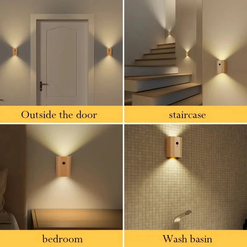 LumiHout – Houten Moderne Indoor Inductie Wandlamp - wandlamp - detail